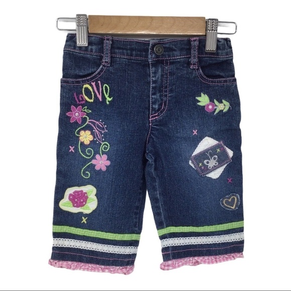 Flapdoodles Girls Boho Denim Capri Pants - Picture 1 of 12